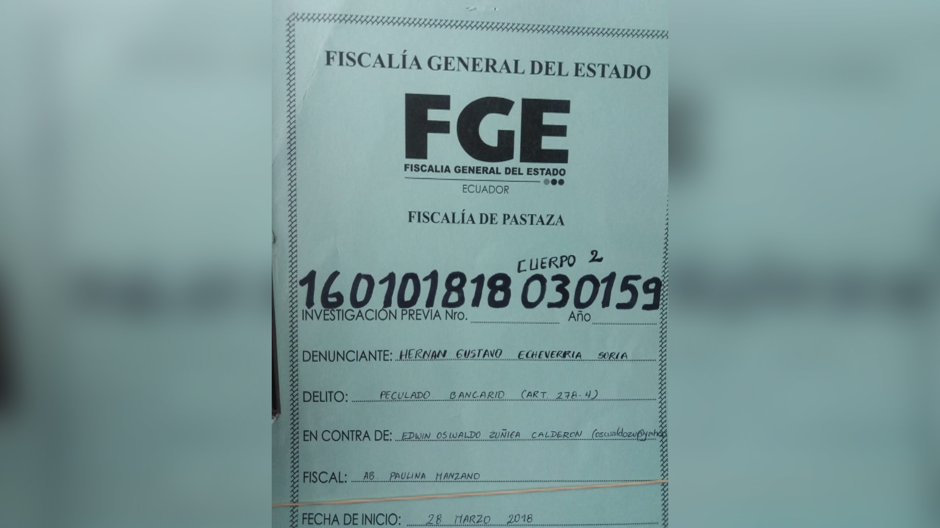 OZ Investigado por presunto Peculado Bancario