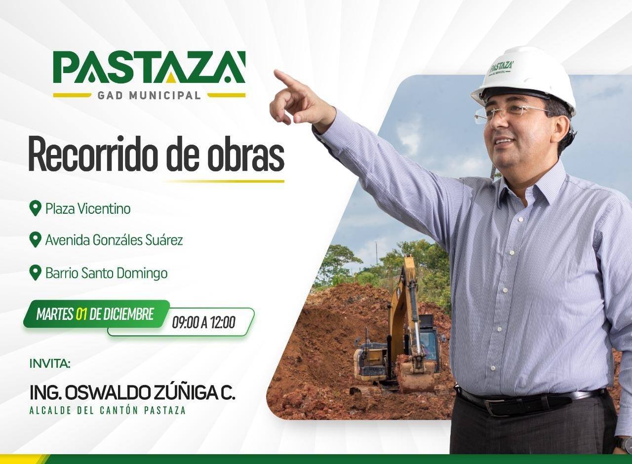 El alcalde Oswaldo Zúñiga realizará un recorrido de obras este martes 1 de diciembre.