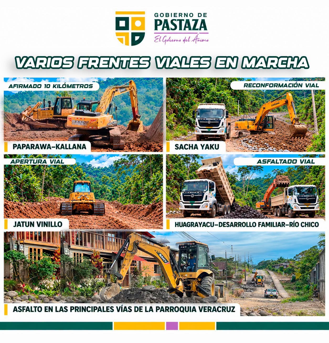 Varios frentes viales están en marcha en Pastaza.